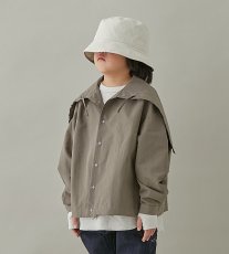 画像1: マウンテン キッズ MOUN TEN. C/N typewriter sailor hood shirt mocha 0(145-155cm) (1)