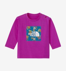 画像1: ノースフェイス ベビー Tシャツ THE NORTH FACE  B L/S GRAPHIC SQUARE LOGO TEE ロングスリーブグラフィックスクエアロゴティー ディープマルベリー・DM 80cm 90cm  (1)