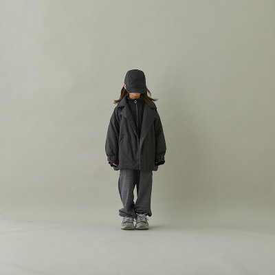 画像1: MOUN TEN./MOUNTEN/マウンテン/キッズ/ジュニア/子供服 air half coat (Re-nylon) black 110cm 125cm 140cm