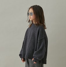 画像1: MOUN TEN./MOUNTEN/マウンテン/キッズ/ジュニア/子供服 merino wide back york knit charcoal 110cm 125cm 140cm (1)