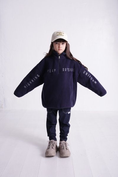 画像1: ハイキング/HIGHKING/キッズ/ジュニア/子供服/メンズ outside sweat navy 120cm 130cm 140cm 150cm 160cm 170cm